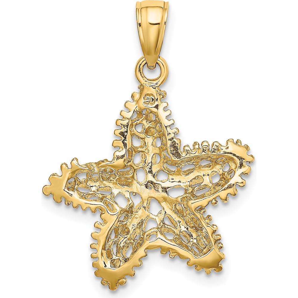 10K Yellow Gold Starfish Filigree Charm with Polished Finish - 26.8mm Length
