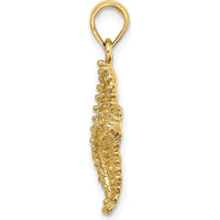10K Yellow Gold Starfish Pendant with Beaded Texture - Polished Finish