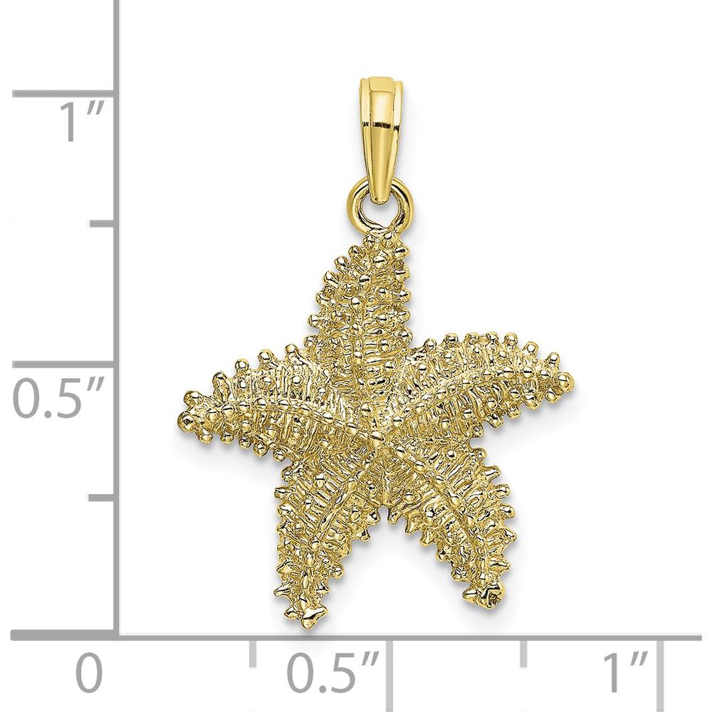 10K Yellow Gold Starfish Pendant with Beaded Texture - Polished Finish