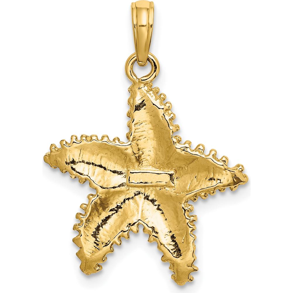 10K Yellow Gold Starfish Pendant with Beaded Texture - Polished Finish