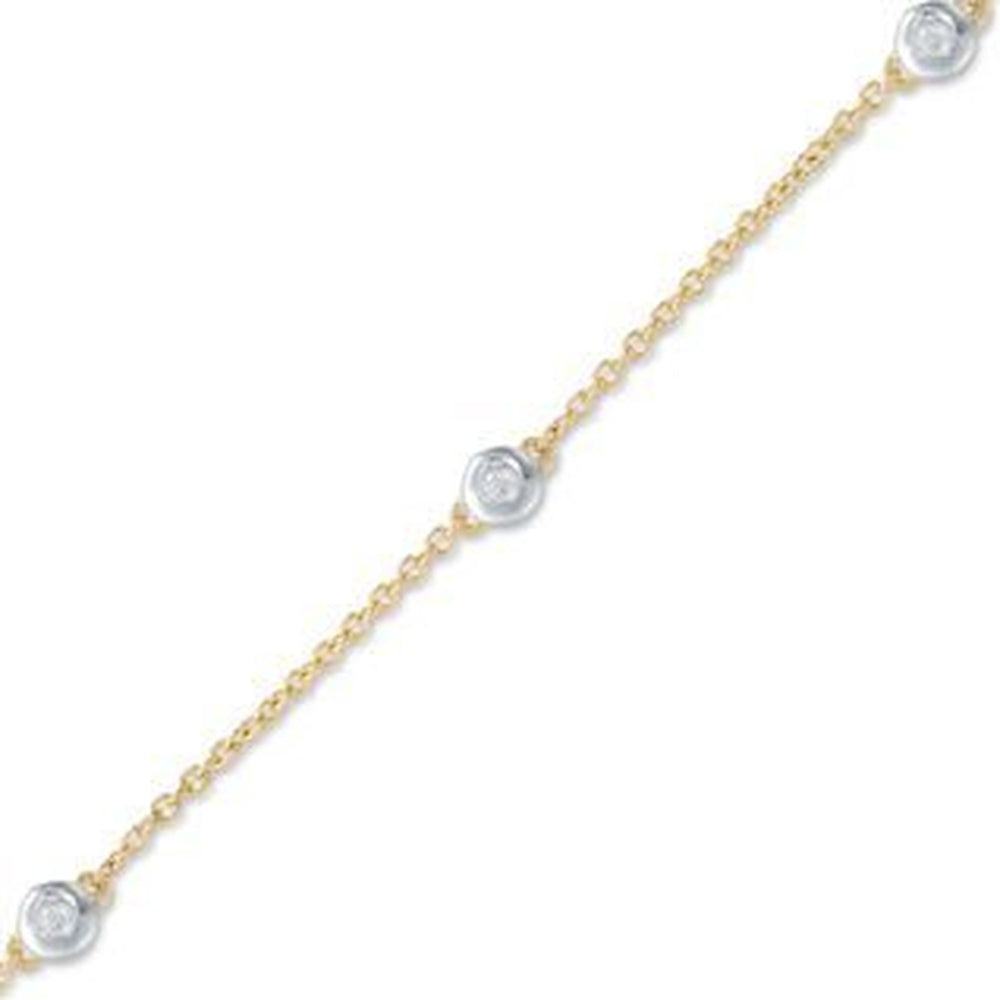 10K Yellow Gold Station Bracelet with Bezel-Set Round Diamonds - 0.07 Carat Total Diamond Weight by Auriventus
