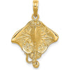 10K Yellow Gold Stingray Charm Pendant - Ocean-Inspired Jewelry Piece