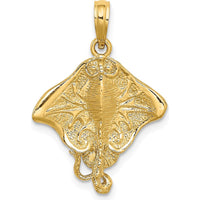 10K Yellow Gold Stingray Charm Pendant - Ocean-Inspired Jewelry Piece