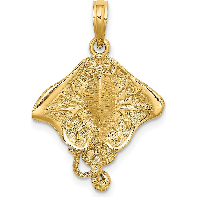 10K Yellow Gold Stingray Charm Pendant - Ocean-Inspired Jewelry Piece