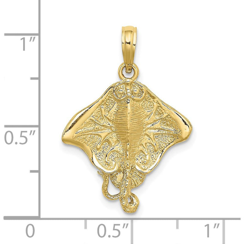 10K Yellow Gold Stingray Charm Pendant - Ocean-Inspired Jewelry Piece