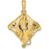 10K Yellow Gold Stingray Charm Pendant - Ocean-Inspired Jewelry Piece