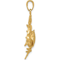10K Yellow Gold Stone Crab with Claw Extended Pendant - Nature-Inspired Themed Design