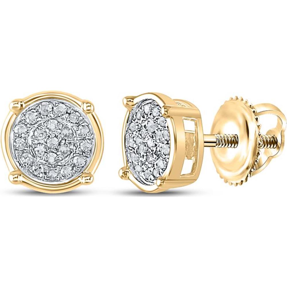 10K Yellow Gold Stud Earrings with Pavé-Set Round Diamond Clusters - 0.10 Carat Total Diamond Weight