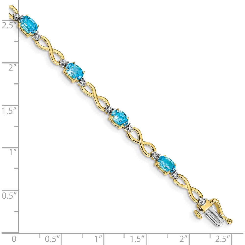 10K Yellow Gold Swiss Blue Topaz and Diamond Infinity Bracelet - 0.56 Carats Total Topaz Weight by Monteluci Fine Jewelry