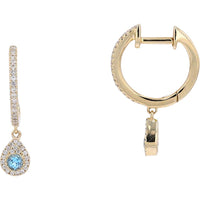 10K Yellow Gold Swiss Blue Topaz Dangle Earrings - 0.21 Carat Diamonds
