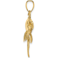 10K Yellow Gold Swordfish Charm with Polished and Satin Finish - 23.4mm Length, 57.2mm Width