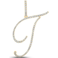 10K Yellow Gold "T" Initial Pendant with Prong-Set Round Diamonds - 0.42 Carat Total Diamond Weight