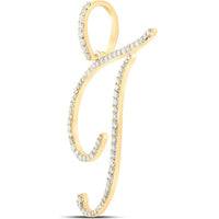 10K Yellow Gold "T" Initial Pendant with Prong-Set Round Diamonds - 0.42 Carat Total Diamond Weight