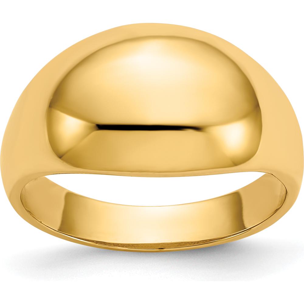 10K Yellow Gold Tapered Domed Cigar Band Ring - Fashion Design