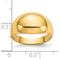 10K Yellow Gold Tapered Domed Cigar Band Ring - Fashion Design