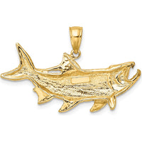 10K Yellow Gold Tarpon Fish Charm with Open Mouth Design