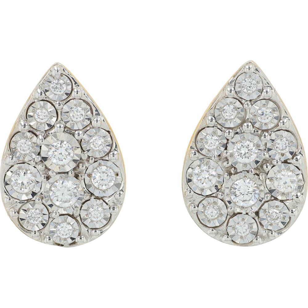 10K Yellow Gold Teardrop Earrings with Lab Grown Diamonds - 0.25 Carat Total Diamond Weight