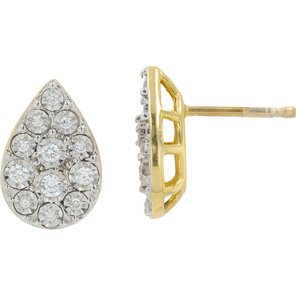 10K Yellow Gold Teardrop Earrings with Lab Grown Diamonds - 0.25 Carat Total Diamond Weight