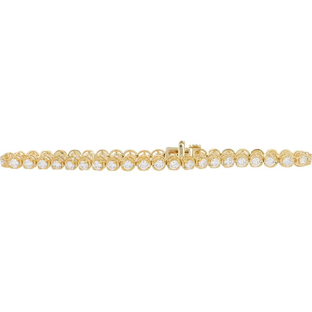 10K Yellow Gold Tennis Bracelet with 2.25 Carat Total Weight Lab Grown Round Diamonds