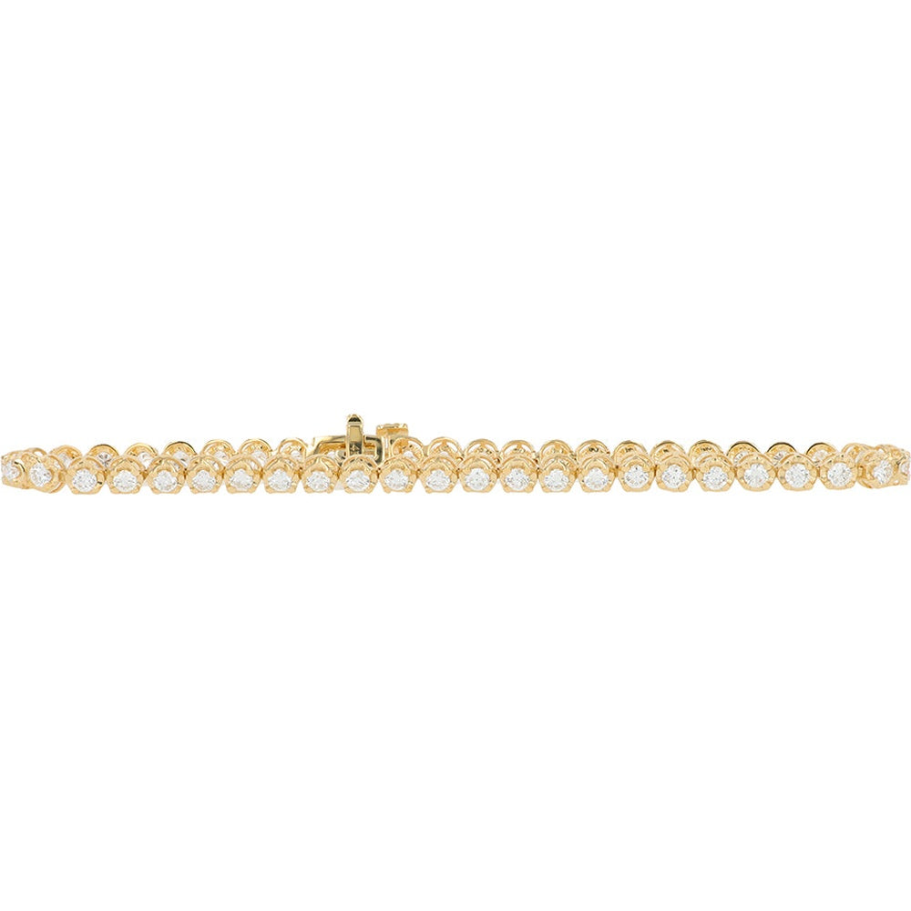 10K Yellow Gold Tennis Bracelet with Bezel Set Round Lab Grown Diamonds - 3.20 Carat Total Diamond Weight