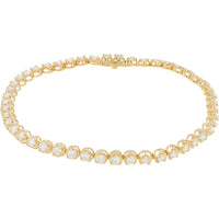 10K Yellow Gold Tennis Bracelet with Bezel Set Round Lab Grown Diamonds - 3.20 Carat Total Diamond Weight