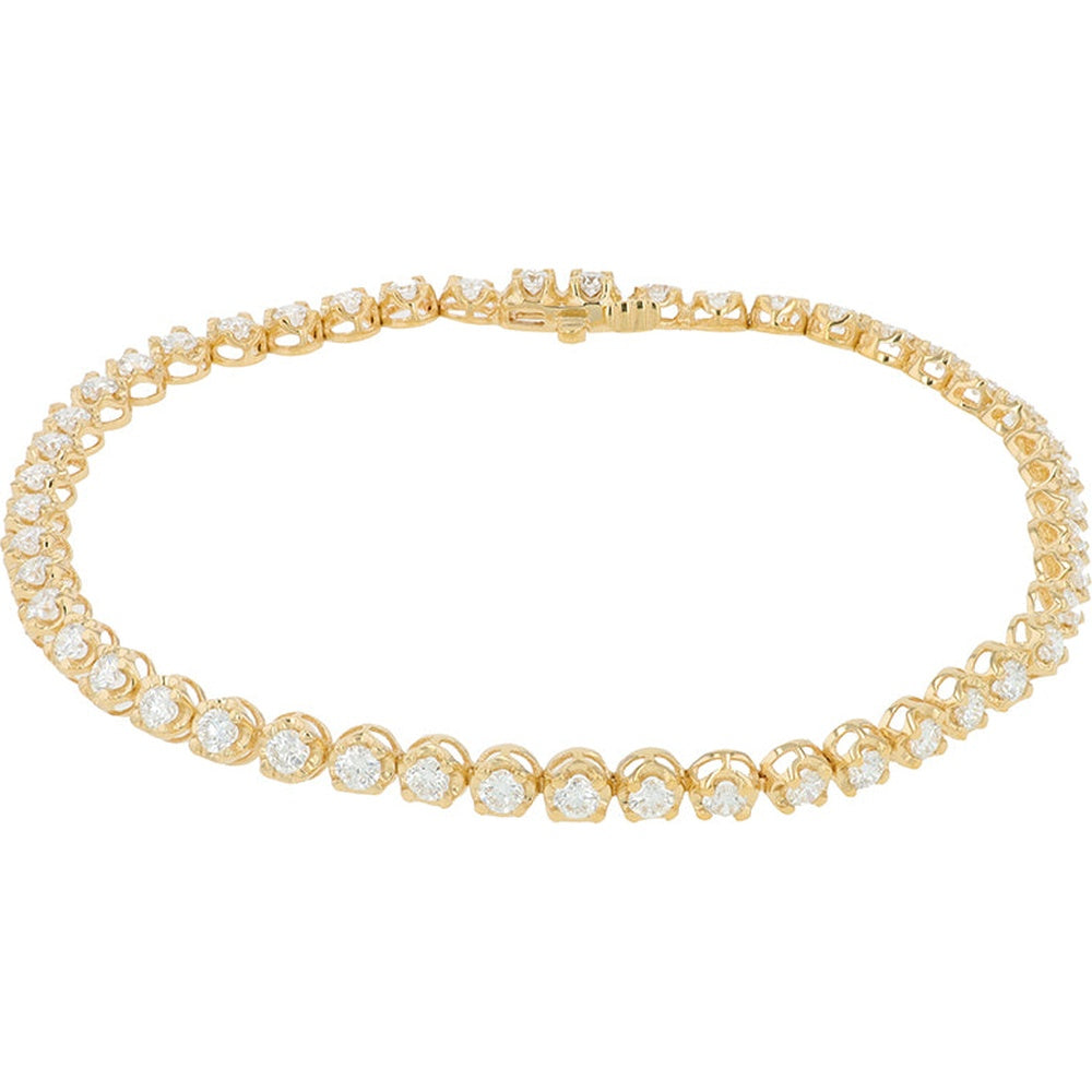 10K Yellow Gold Tennis Bracelet with Bezel Set Round Lab Grown Diamonds - 3.20 Carat Total Diamond Weight