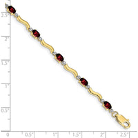 10K Yellow Gold Tennis Bracelet with Oval Garnet and Round Diamonds - 0.30 Carats Garnet Weight, 0.01 Carats Diamond Weight by Monteluci Fine Jewelry