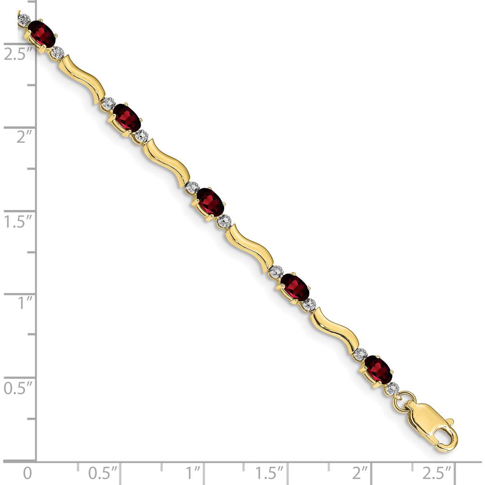 10K Yellow Gold Tennis Bracelet with Oval Garnet and Round Diamonds - 0.30 Carats Garnet Weight, 0.01 Carats Diamond Weight by Monteluci Fine Jewelry