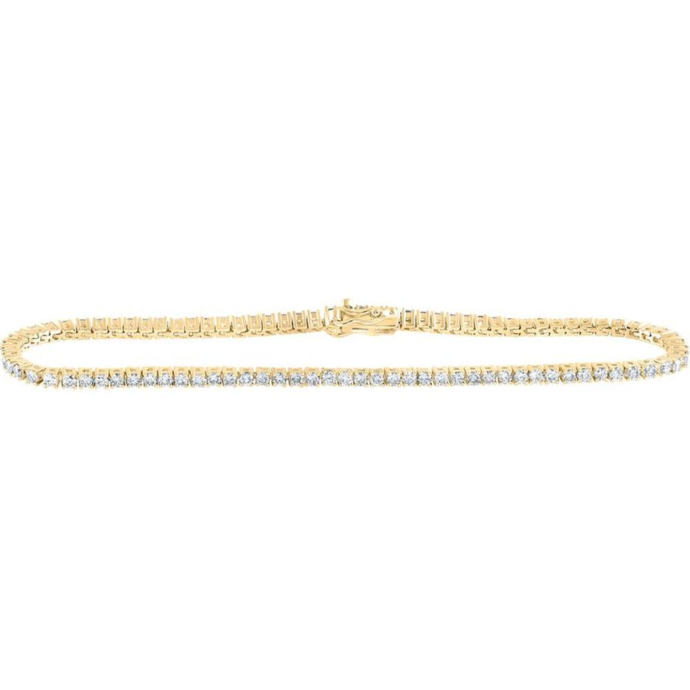 10K Yellow Gold Tennis Bracelet with Prong-Set Round Diamonds - 2.03 Carat Total Diamond Weight