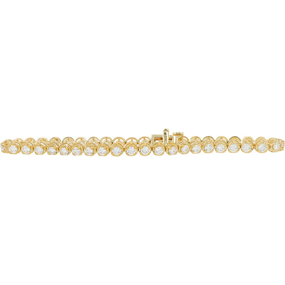 10K Yellow Gold Tennis Bracelet with Prong-Set Round Lab Grown Diamonds - 3.50 Carat Total Diamond Weight