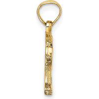 10K Yellow Gold Textured Bear Charm Pendant - Polished Finish, 16.89mm Length