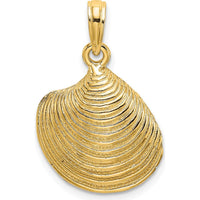 10K Yellow Gold Textured Clam Shell Pendant Charm