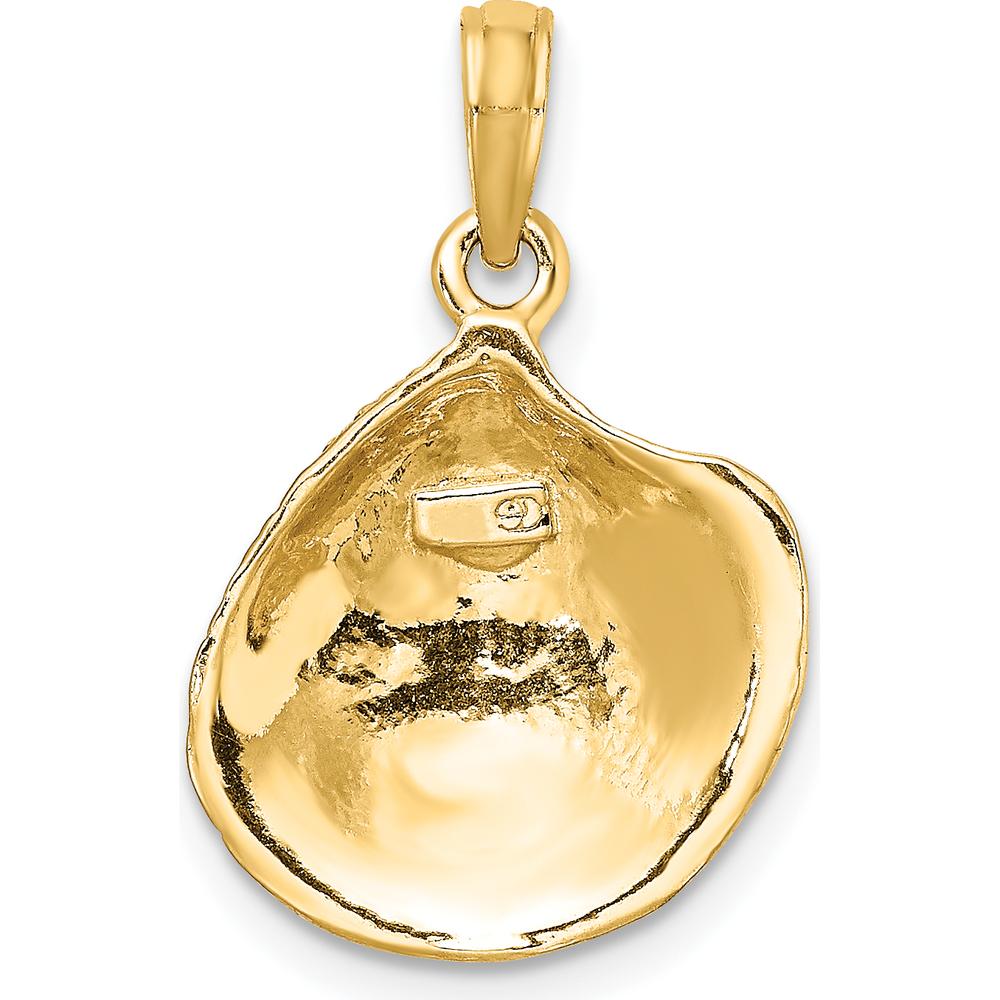 10K Yellow Gold Textured Clam Shell Pendant Charm