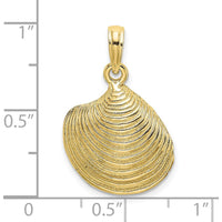 10K Yellow Gold Textured Clam Shell Pendant Charm