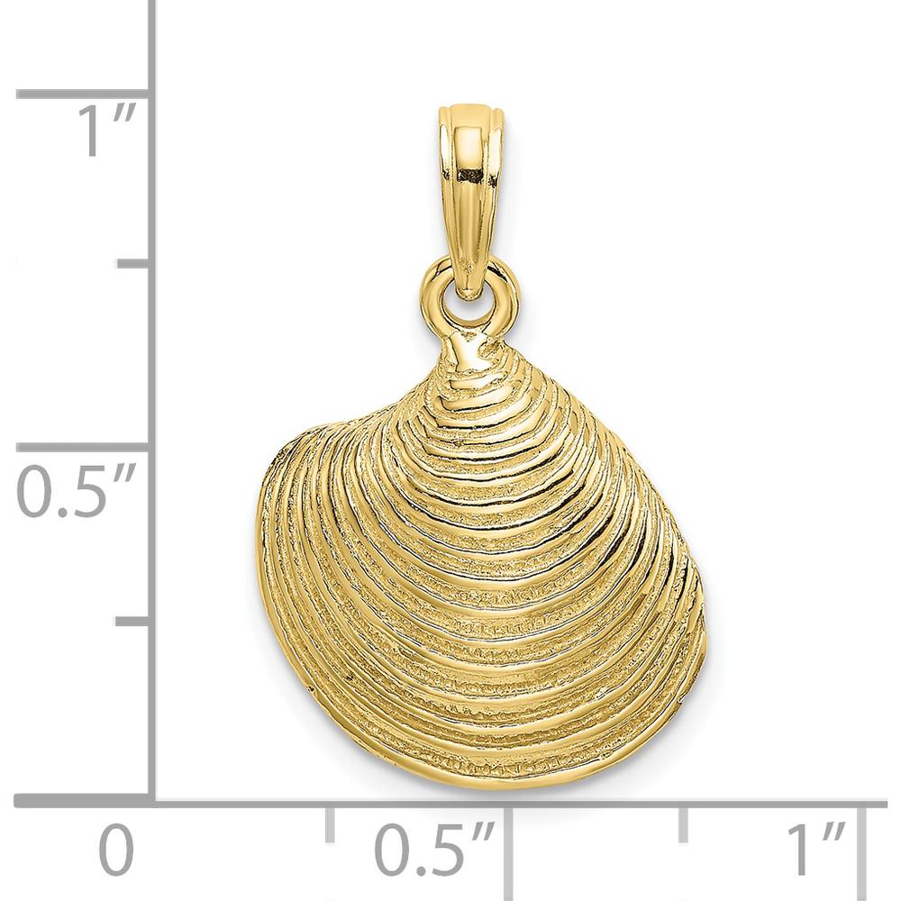 10K Yellow Gold Textured Clam Shell Pendant Charm