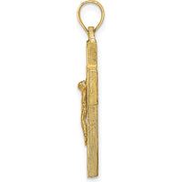 10K Yellow Gold Textured Crucifix with Frame Charm - Polished Finish