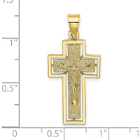 10K Yellow Gold Textured Crucifix with Frame Charm - Polished Finish
