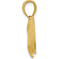 10K Yellow Gold Textured Dolphin Jumping Pendant Charm