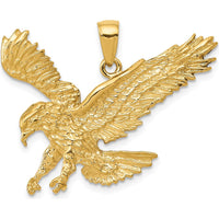 10K Yellow Gold Textured Eagle Landing Pendant