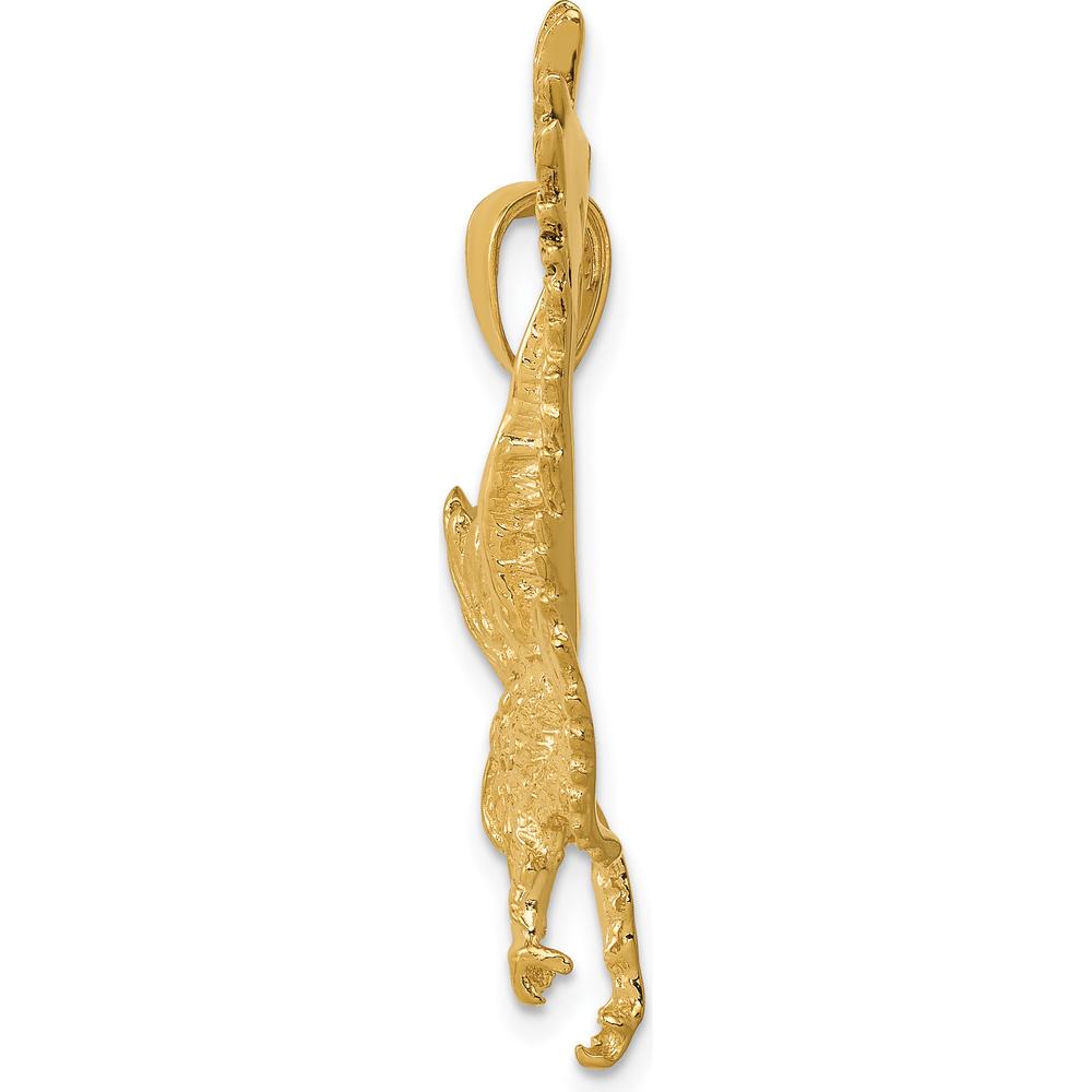 10K Yellow Gold Textured Eagle Landing Pendant