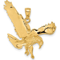 10K Yellow Gold Textured Eagle Landing Pendant