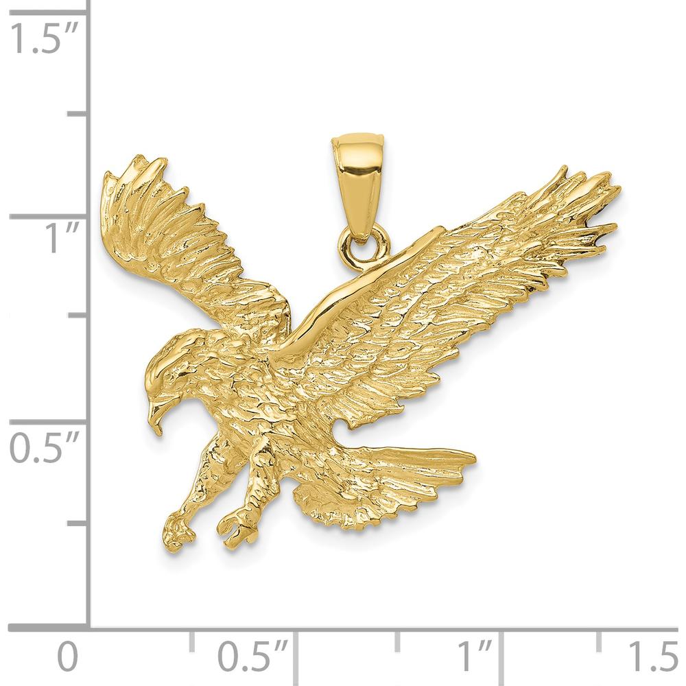 10K Yellow Gold Textured Eagle Landing Pendant