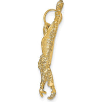 10K Yellow Gold Textured Eagle Landing Pendant - 31mm Length, 38mm Width