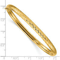 10K Yellow Gold Textured Hinged Bangle with Diamond-Cut Detailing