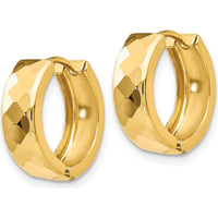10K Yellow Gold Textured Hinged Huggie Hoop Earrings - 14mm