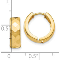 10K Yellow Gold Textured Hinged Huggie Hoop Earrings - 14mm