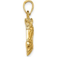 10K Yellow Gold Textured Horse Head Charm Pendant - 22.6mm Length