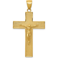 10K Yellow Gold Textured Latin Cross Pendant - Faith-Inspired Design