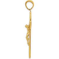 10K Yellow Gold Textured Latin Cross Pendant - Faith-Inspired Design