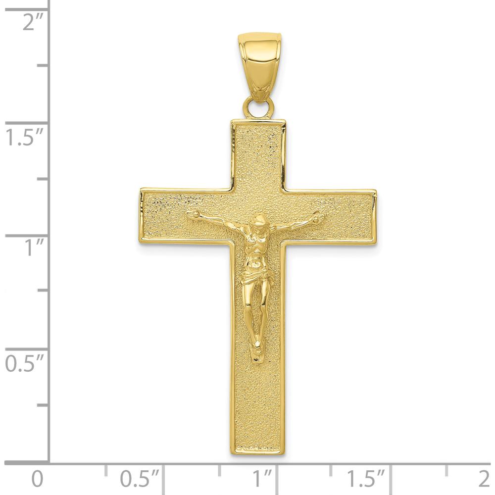 10K Yellow Gold Textured Latin Cross Pendant - Faith-Inspired Design